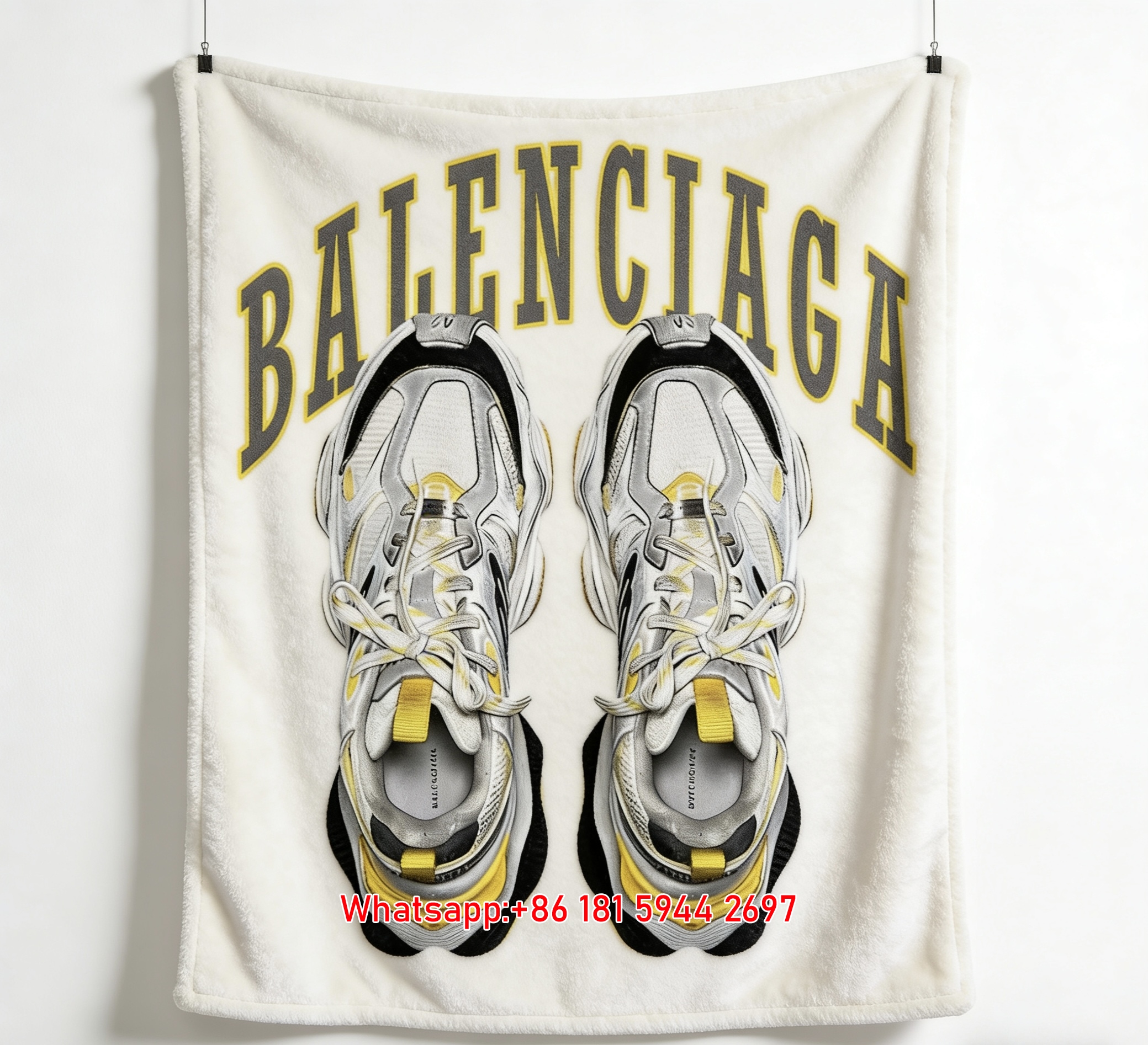 Balenciaga Sneaker Print Flannel Throw Blanket BA365